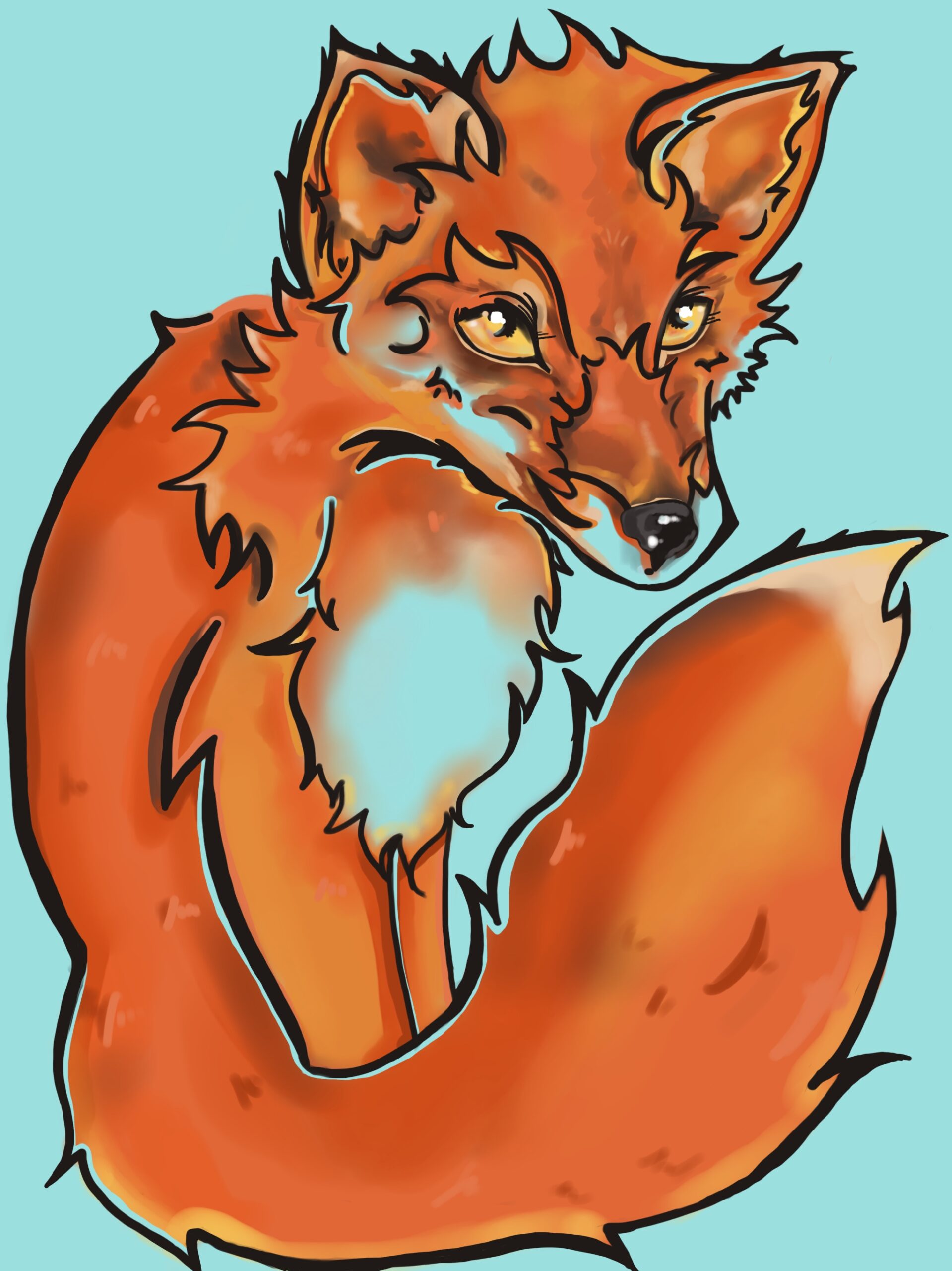Stylized digital art of a fox